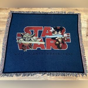 Rare Disney Woven Tapestry Blanket Star Wars Weekends Jedi Mickey&‎ Master Yoda